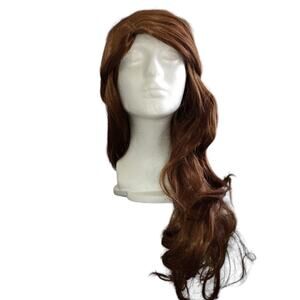 NIB Long Brunette Wig With a Hint of Red and a Removable Bun
